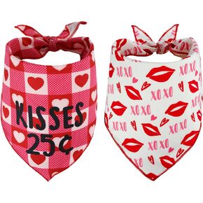 Valentines Day Dog Bandana, Free Kisses Dog Bandana