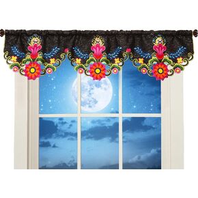 Simhomsen Embroidered Rod Pocket Christmas Holiday Cardinal Kitchen Window Curtain Valance W 58 × L 14 Inches (Cardinal)