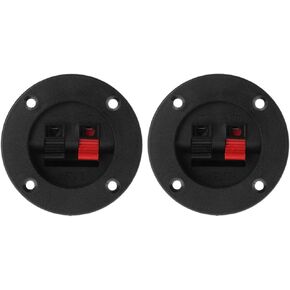 Terminal Round Cup Connector, Express Spring Clip Double Binding Post Screw Wire Gold Car Subwoofer Speaker Box Black(2PCS)