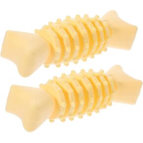 Milisten Durable Interactive Dog Toys Milk Flavor Dog Chewing Toys Fish Bones Shaped for Large Medium Small Agressive Puppies-2pcs (Yellow)