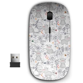 2.4G Ergonomic Portable USB Wireless Mouse for PC, Laptop, Computer, Notebook with Nano Receiver (Hippo)