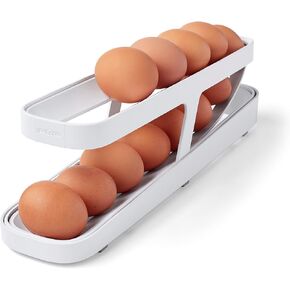 YouCopia RollDown Refrigerator Egg Dispenser, Holder for Fridge Storage, White