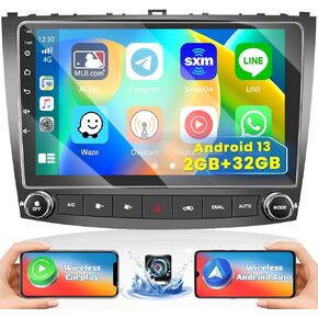 for Lexus IS250 IS300 IS350 2006-2010 Android Car Stereo 10" Touch Screen Radio with Carplay Android Auto, GPS Navigation WiFi Bluetooth SWC Mirror Link, Mic Backup Camera 2+32GB