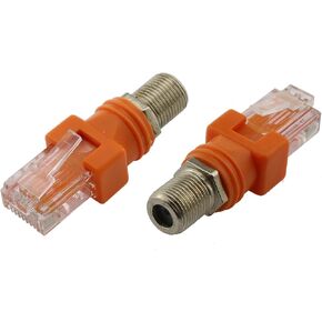MEETOOT RF to RJ45 Converter 2pcs Coaxial to Ethernet Adapter F Female to RJ45 Male Coaxial Barrel Couplers Adapters