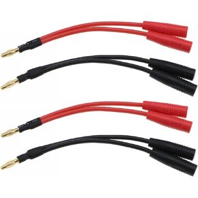 4pcs 4mm Banana Male Plug to 2 Female Plugs Banana Jack Socket Plug Adapter 14AWG Banana Plug Separator Cable for Remote Controlled Airplanes