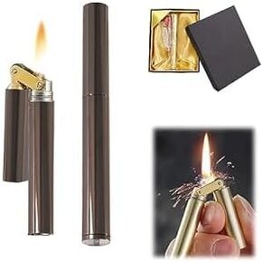 Torch Lighter Kerosene Lighter Windproof Lighter Refillable Adjustable Jet Flame Lighter for Candle Kitchen Grill Camping Jewellery Welding Men's Gift with Gift Box (Black)