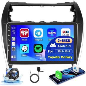 for Toyota Camry 2012-2014【2+64GB Android 13】 Car Stereo with Wireless Carplay Android Auto, 10.1" Touch Screen Radio Dash Kit GPS Navigation WiFi Bluetooth SWC Mic Backup Camera