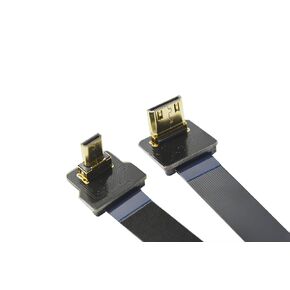 Black 50CM FPV Flat Slim HDMI Cable Micro HDMI Male 90 Degree Angle to Mini HDMI Male 90 Degree for brushless Gimbal handhold Gimbal dsrl Gimbal FPV Ground Monitoring FPV Aerial Photography