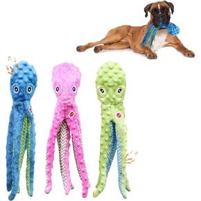 Spot Skinneeez Extreme Stuffing Free Durable Squeaker Octopus Dog Toy, 16in, Pack of 3 Pcs