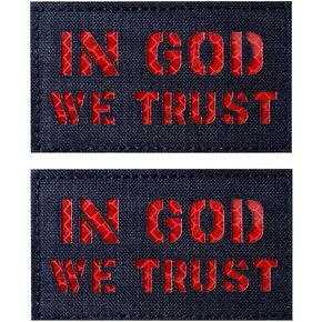 2 Pack Reflective in God We Trust and American Flag Tactical Morale Patch Hook-Fastener Backing (Black-Red-1)
