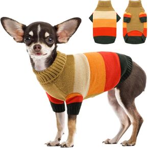 AOFITEE Small Dog Sweater, XS Dog Sweater Girls Boys, Stretchy Turtleneck Dog Sweaters for Small Dogs, Warm XSmall Fall Dog Sweatwer, Doggie Sweaters for Yorkie, Chihuahua, Teacup (Brown XS)