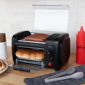 Hot Dog Machine - 34.5L Hot Dog Steamer with Bun Warmer - 1200W Hotdog Maker Holds 175 Hot Dogs and 40 Buns - Hot Dog Cooker by Great Northern Popcorn