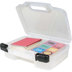 ArtBin 6977AB 12 inch Quick View Deep Base Carrying Case, Portable Art & Craft Organizer with Handle, [1] Plastic Storage Case, Translucent