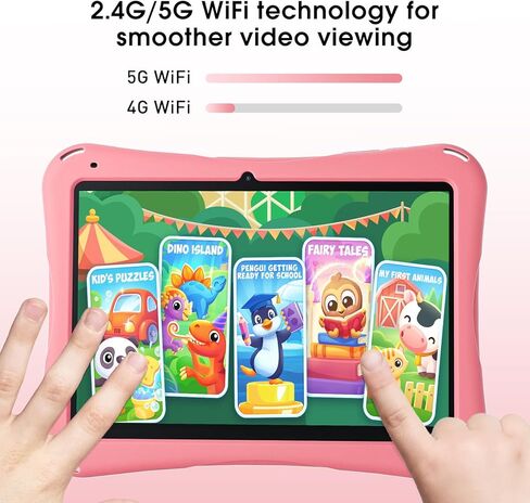 SGIN Tablet for Kids, 10 Inch Android 13 Kids Tablet with Case, 4(2+2) GB RAM 64GB ROM, 5000mAh, 1280 * 800 Display, Dual Camera, WiFi, KIDOZ Pre-Installed Toddlers Tablet, Yellow Butterfly Handle in Kuwait