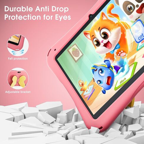 SGIN Tablet for Kids, 10 Inch Android 13 Kids Tablet with Case, 4(2+2) GB RAM 64GB ROM, 5000mAh, 1280 * 800 Display, Dual Camera, WiFi, KIDOZ Pre-Installed Toddlers Tablet, Yellow Butterfly Handle in Kuwait