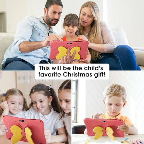 SGIN Tablet for Kids, 10 Inch Android 13 Kids Tablet with Case, 4(2+2) GB RAM 64GB ROM, 5000mAh, 1280 * 800 Display, Dual Camera, WiFi, KIDOZ Pre-Installed Toddlers Tablet, Yellow Butterfly Handle in Kuwait