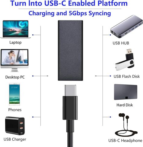 CERRXIAN USB C 3.1 أنثى إلى USB 3.0 نوع A أنثى محول على الوجهين 5 جيجابت في الثانية يدعم مزامنة البيانات والشحن (FF) in Saudi Arabia