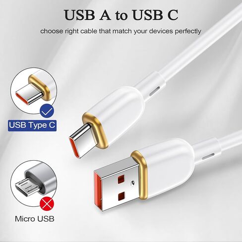 كابل USB من النوع C شحن سريع لهاتف Google Pixel 9 Pro XL Fold 8A 8 7 Pro 7A 6A 5A، 2 حزمة USB A إلى USB C Android Phone سلك شحن سريع لهاتف Samsung Galaxy A16 S24 S23 S22 S21 A15 A14 A13 Z Fold Flip 6 in Kuwait