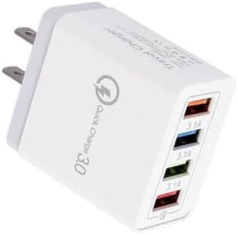 (1) شاحن USB أبيض متعدد المنافذ مزود بـ 4 منافذ USB، محول سريع للهاتف المحمول لأجهزة iPhone والكمبيوتر اللوحي، يتم توصيله بالحائط in Saudi Arabia