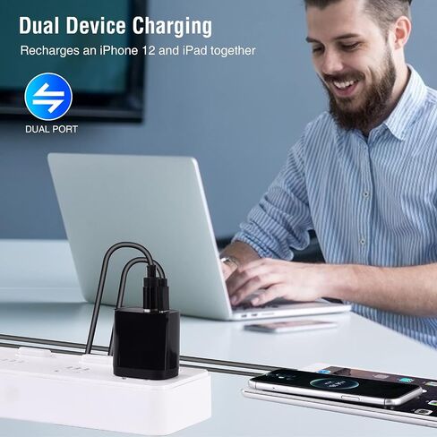 شاحن حائط USB C، محول طاقة Augenblick 18W سريع ثنائي المنافذ PD وQC 3.0 لهاتف iPhone 13 12 Pro Max Mini 11 Xs XR X 8 Plus Galaxy Pixel والمزيد in Saudi Arabia