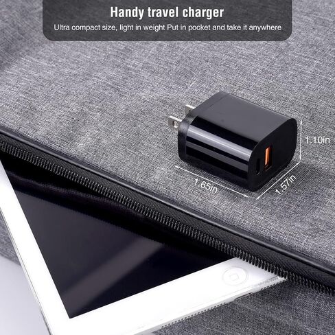 شاحن حائط USB C، محول طاقة Augenblick 18W سريع ثنائي المنافذ PD وQC 3.0 لهاتف iPhone 13 12 Pro Max Mini 11 Xs XR X 8 Plus Galaxy Pixel والمزيد in Saudi Arabia