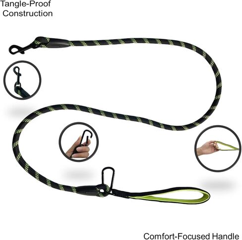 Ultimate 5ft Rope Dog Leash for Medium Large Dogs - Reflective Dog Leash & Tangle-Free!Comfort Padded Handle, Explore with Style & Security, Perfect Control,Dog Leash for Large Dogs. (Rose Green) in Saudi Arabia