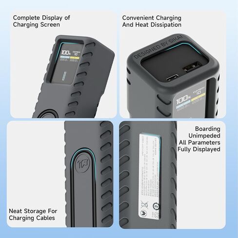SIKAI CASE Silicone Case for CUKTECH 10 Power Bank Shockproof Protective Cover Only Compatible with CUKTECH 10 Power Bank Fits Perfectly Dustproof Soft with Loop and Dust Cover Plug(Gray) in Saudi Arabia