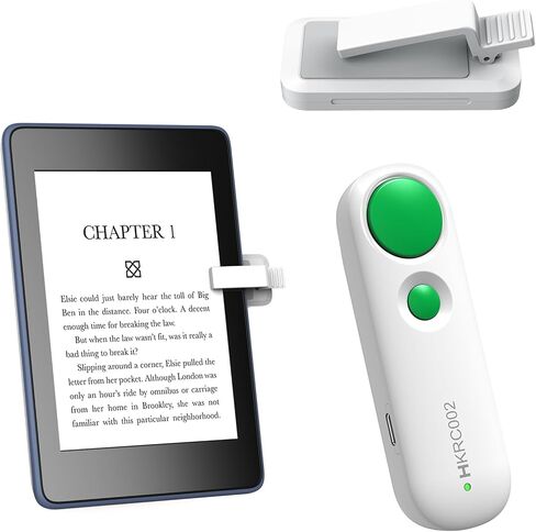 RF Remote Control Page Turner for Kindle iPad iPhone Android-Phone/Tablets Reading eBook Novels Comics, Camera Remote Shutter Selfie Controller, Built-in Flashlight, White+Yellow in Saudi Arabia