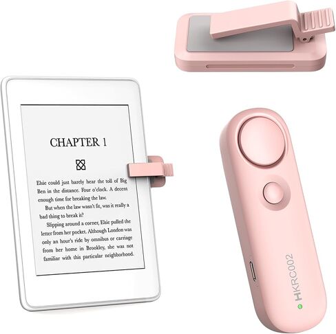 RF Remote Control Page Turner for Kindle iPad iPhone Android-Phone/Tablets Reading eBook Novels Comics, Camera Remote Shutter Selfie Controller, Built-in Flashlight, White+Yellow in Saudi Arabia