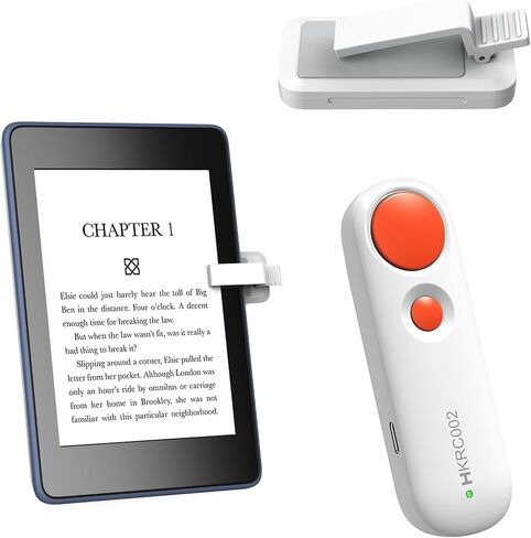 RF Remote Control Page Turner for Kindle iPad iPhone Android-Phone/Tablets Reading eBook Novels Comics, Camera Remote Shutter Selfie Controller, Built-in Flashlight, White in Saudi Arabia