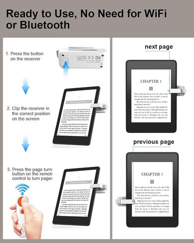 RF Remote Control Page Turner for Kindle iPad iPhone Android-Phone/Tablets Reading eBook Novels Comics, Camera Remote Shutter Selfie Controller, Built-in Flashlight, White in Saudi Arabia