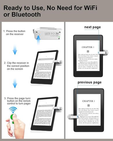 RF Remote Control Page Turner for Kindle iPad iPhone Android-Phone/Tablets Reading eBook Novels Comics, Camera Remote Shutter Selfie Controller, Built-in Flashlight, White in Saudi Arabia