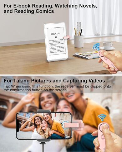 RF Remote Control Page Turner for Kindle iPad iPhone Android-Phone/Tablets Reading eBook Novels Comics, Camera Remote Shutter Selfie Controller, Built-in Flashlight, White in Saudi Arabia