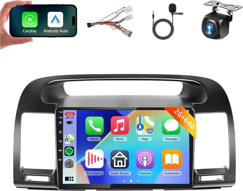 2+64G- لسيارة Toyota Camry 2000-2006 راديو السيارة مع Carplay اللاسلكي/Android Auto، Android Car Stereo 9 بوصة تعمل باللمس GPS Navigation WiFi Bluetooth FM/RDS Mirror Link SWC كاميرا احتياطية in Saudi Arabia