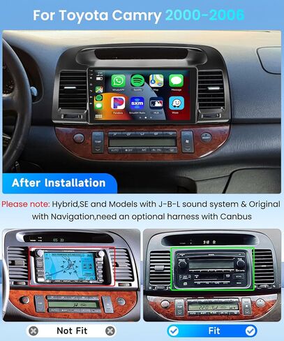 2+64G- لسيارة Toyota Camry 2000-2006 راديو السيارة مع Carplay اللاسلكي/Android Auto، Android Car Stereo 9 بوصة تعمل باللمس GPS Navigation WiFi Bluetooth FM/RDS Mirror Link SWC كاميرا احتياطية in Saudi Arabia