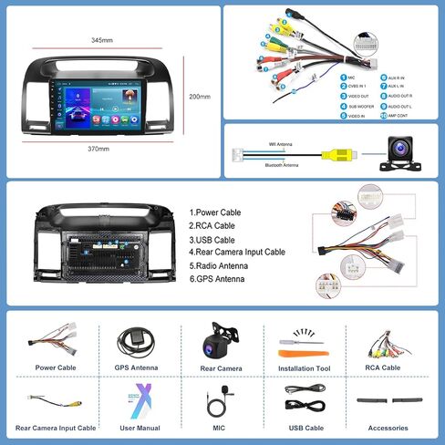 2+64G- لسيارة Toyota Camry 2000-2006 راديو السيارة مع Carplay اللاسلكي/Android Auto، Android Car Stereo 9 بوصة تعمل باللمس GPS Navigation WiFi Bluetooth FM/RDS Mirror Link SWC كاميرا احتياطية in Saudi Arabia