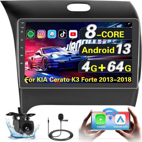 [8-Core 4+64G] Ohradio Android 13 for Kia Forte Cerato K3 2013-2018 ستيريو السيارة، راديو CarPlay اللاسلكي Android Auto، شاشة لمس 9 بوصة راديو السيارة GPS مرآة رابط واي فاي كاميرا احتياطية بلوتوث FM RDS in Saudi Arabia