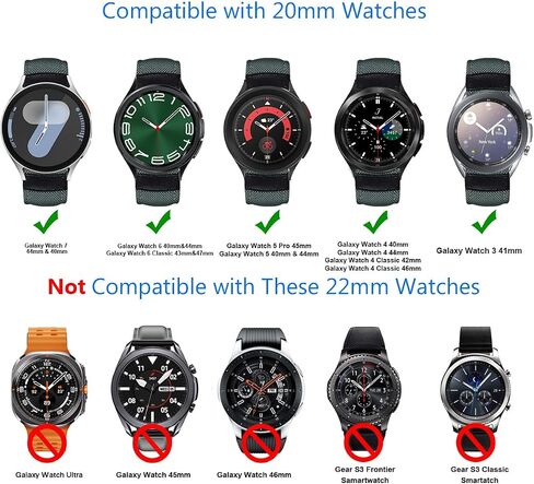ساعة Maxjoy Galaxy Watch 7 Bands، Galaxy Watch 6/6 Classic/Galaxy Watch 5/5 Pro Bands، حزام نايلون 20 مم متوافق مع Samsung Galaxy Watch 7 FE 6 5 4 3 40 مم 41 مم 42 مم 43 مم 44 مم 45 مم 46 مم، عبوتان in Saudi Arabia
