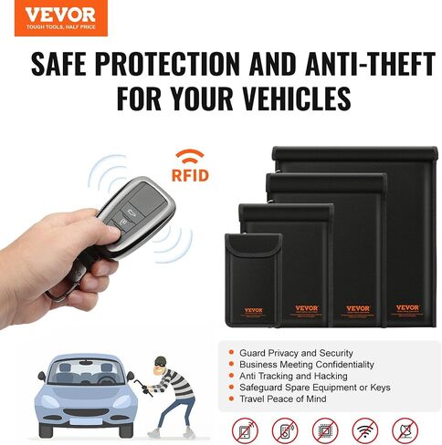 VEVOR Faraday Bags, 4 Pack Faraday Pouch Set for Laptop (16.9x15), Tablet (13x10.2), Phone (7.87x4.7) & Radio (10.6x7.8), Fireproof Signal Blocking Holder, Anti-Theft & Anti-Hacking Pouch Blocker in Saudi Arabia