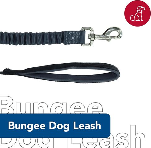 مقود بنجي للكلاب من Coastal Pet - مقود مرن للكلاب - مقود مريح للكلاب - مقبض مبطن - هيكل قوي - أسود ورمادي، 1 بوصة × 4 أقدام in Kuwait