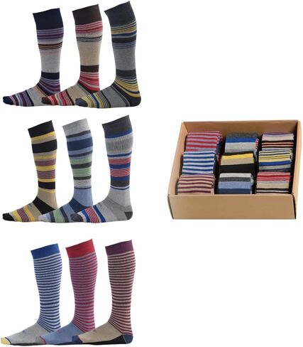 Pierre Henry Over the Calf Socks for Men (9 pairs) | Cotton Over the Calf Dress Socks | Long Socks Stays up in Saudi Arabia