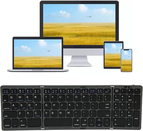 لوحة مفاتيح بلوتوث قابلة للطي من Luqeeg، لوحة مفاتيح جيب 81 مفتاحًا، لوحة مفاتيح نحيفة كاملة الحجم قابلة لإعادة الشحن، لوحة مفاتيح بلوتوث 5.1 إضافية للهواتف الذكية التي تعمل بنظام Windows Tablet PC in Saudi Arabia