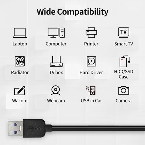 كابل USB 3.0 بطول 3.3 قدم (1 متر) من النوع A إلى النوع A ذكر إلى ذكر سلك USB مزدوج الجوانب لنقل البيانات بسرعة 5 جيجابت في الثانية، والكمبيوتر المحمول، والمحور، والمزيد، أسود in Saudi Arabia