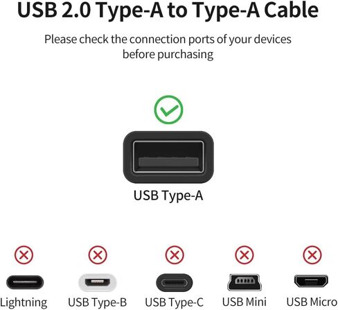 كابل USB 3.0 بطول 3.3 قدم (1 متر) من النوع A إلى النوع A ذكر إلى ذكر سلك USB مزدوج الجوانب لنقل البيانات بسرعة 5 جيجابت في الثانية، والكمبيوتر المحمول، والمحور، والمزيد، أسود in Kuwait