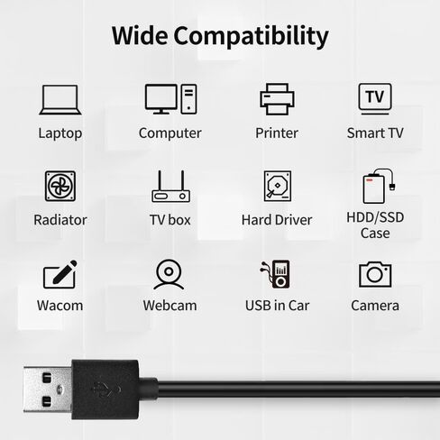 كابل USB 3.0 بطول 3.3 قدم (1 متر) من النوع A إلى النوع A ذكر إلى ذكر سلك USB مزدوج الجوانب لنقل البيانات بسرعة 5 جيجابت في الثانية، والكمبيوتر المحمول، والمحور، والمزيد، أسود in Kuwait