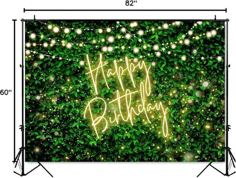 Mocsicka Green Leaves Happy Birthday Backdrop Greenery Pink Neon Birthday Backdrops 30th 40th 50th Adult Birthday Party Decorations Photo Background (Pink, 7x5ft (82x60 inch)) in Saudi Arabia