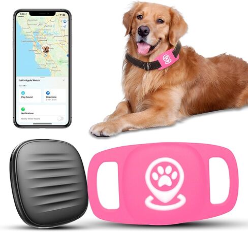 Pet Location Tracker for Dogs, Smart Tag with Enhanced Coverage, Works Seamlessly with Find My App, No Monthly Fees, Not GPS-Dependent (Pink) in Saudi Arabia