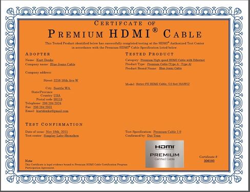 BJC Series-FE كابل HDMI ممتاز عالي السرعة مع إيثرنت، 12 قدم، أبيض in Kuwait