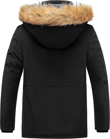 wantdo Men's Thicken Winter Coat Warm Parka Jacket Puffer Jacket with Fur Hood in Saudi Arabia