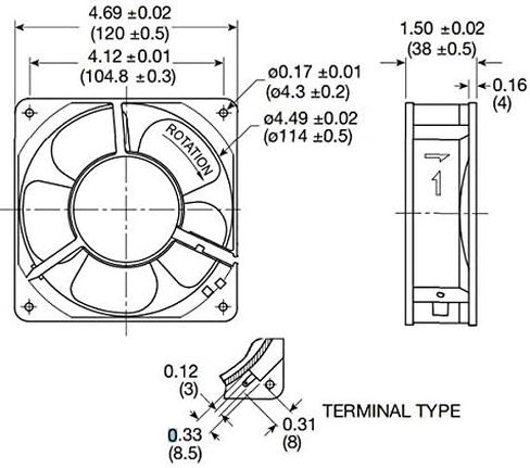 120x38mm IP55 Rated Fans (230V, High Speed) in Kuwait